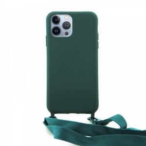 Θήκη OEM Σιλικόνης Matte Back Cover με Λουράκι για iPhone 13 Pro (Casal Green)