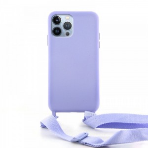 Θήκη OEM Σιλικόνης Matte Back Cover με Λουράκι για iPhone 13 Pro (Lilac Purple)