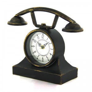 Μεταλλικό Διακοσμητικό Ρολόι σε Σχήμα Τηλέφωνο Αντίκα (Μαύρο)