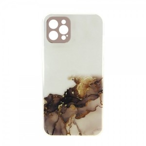 Θήκη Marble Clear Case Back Cover με Προστασία Κάμερας για iPhone 12 Pro Max (Καφέ)
