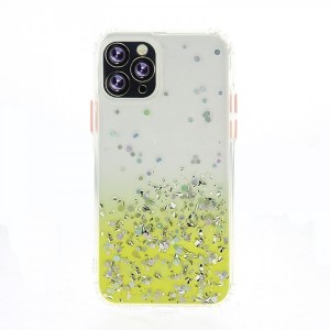 Θήκη Σιλικόνης Bumper Glitter Back Cover με Προστασία Κάμερας για iPhone 13 (Κίτρινο)
