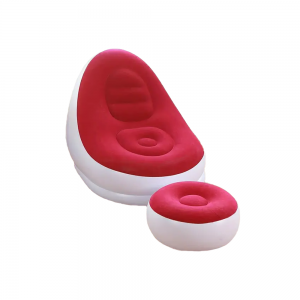 Πολυθρόνα Φουσκωτή με Υποπόδιο (Άσπρο-Κόκκινο)