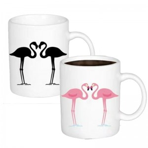 Κούπα με Εναλλαγή Σχεδίων Ανάλογα με την Θερμοκρασία με 2 Flamingo (Άσπρο)