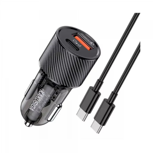 Φορτιστής Αυτοκινήτου Kakusiga KSC-856 1xUSB-A, 1xType-C & Καλώδιο Type-C to Type-C 48W (Μαύρο)