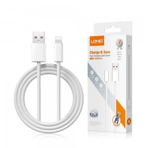 Καλώδιο Φόρτισης LDNIO LS901 Braided USB to Lightning 1m 25W (Άσπρο)