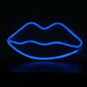 Επιτοίχιο Φωτιστικό Neon-LED σε Σχήμα Χείλη (Μπλε)