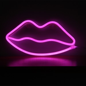 Επιτοίχιο Φωτιστικό Neon-LED σε Σχήμα Χείλη (Ροζ)