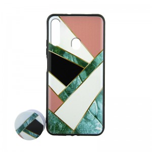 Θήκη με Popsocket Pink & Green Geometric Back Cover για Samsung Galaxy A20s (Design)