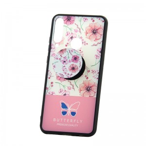 Θήκη με Popsocket Pink Flowers & Butterfly Back Cover για Xiaomi Redmi 9 (Design) 