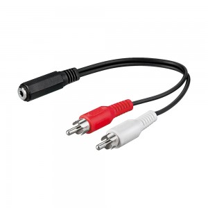 Καλώδιο Ήχου Powertech 50092 3.5mm Female - 2xRCA Male 0.2m