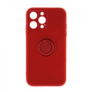 Θήκη Silicone Ring Back Cover με Προστασία Κάμερας για iPhone 14 Pro Max (Κόκκινο)