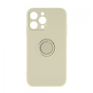 Θήκη Silicone Ring Back Cover με Προστασία Κάμερας για iPhone 14 Pro Max (Off White)