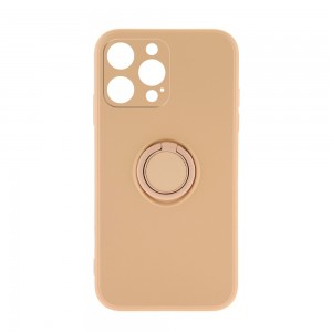 Θήκη Silicone Ring Back Cover με Προστασία Κάμερας για iPhone 14 Pro (Σομόν)