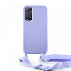 Θήκη OEM Σιλικόνης Matte Back Cover με Λουράκι για Xiaomi Redmi Note 11 Pro (Lilac Purple)