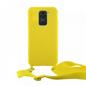 Θήκη OEM Σιλικόνης Matte Back Cover με Λουράκι για Xiaomi Redmi Note 9 4G (Canary Yellow)