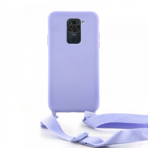 Θήκη OEM Σιλικόνης Matte Back Cover με Λουράκι για Xiaomi Redmi Note 9 (Lilac Purple)