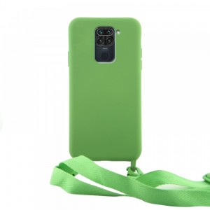 Θήκη OEM Σιλικόνης Matte Back Cover με Λουράκι για Xiaomi Redmi Note 9 (Pale Green)