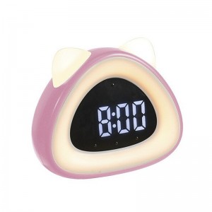 Ρολόι Ξυπνητήρι LED σε Σχήμα Γάτας (Ροζ)