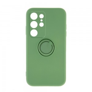 Θήκη Silicone Ring Back Cover με Προστασία Κάμερας για Samsung Galaxy S22 Ultra (Matcha Green)