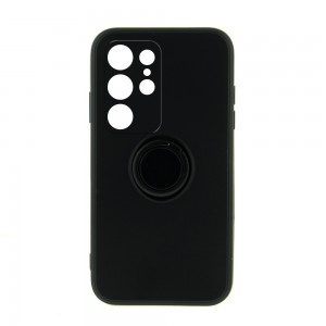 Θήκη Silicone Ring Back Cover με Προστασία Κάμερας για Samsung Galaxy S23 Ultra (Μαύρο)