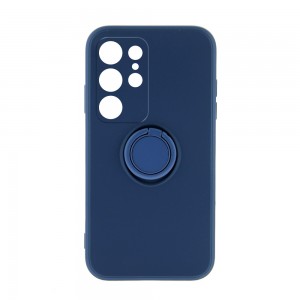 Θήκη Silicone Ring Back Cover με Προστασία Κάμερας για Samsung Galaxy S23 Ultra (Μπλε)