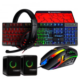 Σετ 5in1 T-Wolf TF850 Πληκτρολόγιο, Ποντίκι, Mousepad, Ακουστικά και Ηχεία