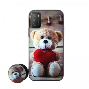 Θήκη με Popsocket Teddy Bear with Red Heart Back Cover για Xiaomi Poco M3 (Design) 