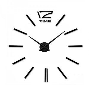 Αυτοκόλλητο Ρολόι Τοίχου 3D 12S003-BF (Μαύρο) 