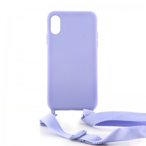 Θήκη OEM Σιλικόνης Matte Back Cover με Λουράκι για iPhone XS Max (Lilac Purple)