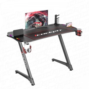 Gaming Desk Z4-1160 With Headphone hook & Cup holder & RGB Light 111x60x75cm (Black)